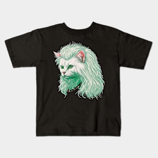 80s Metal Cat With Mullet Kids T-Shirt